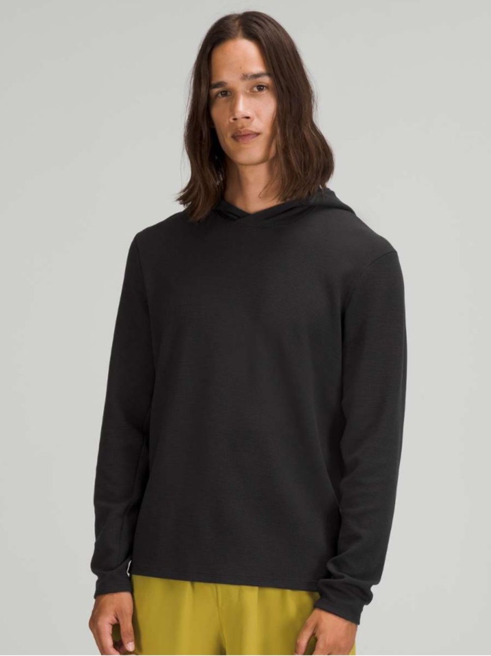 Lululemon men’s waffle shift stitch hoodie long sleeve black pullover shirt top